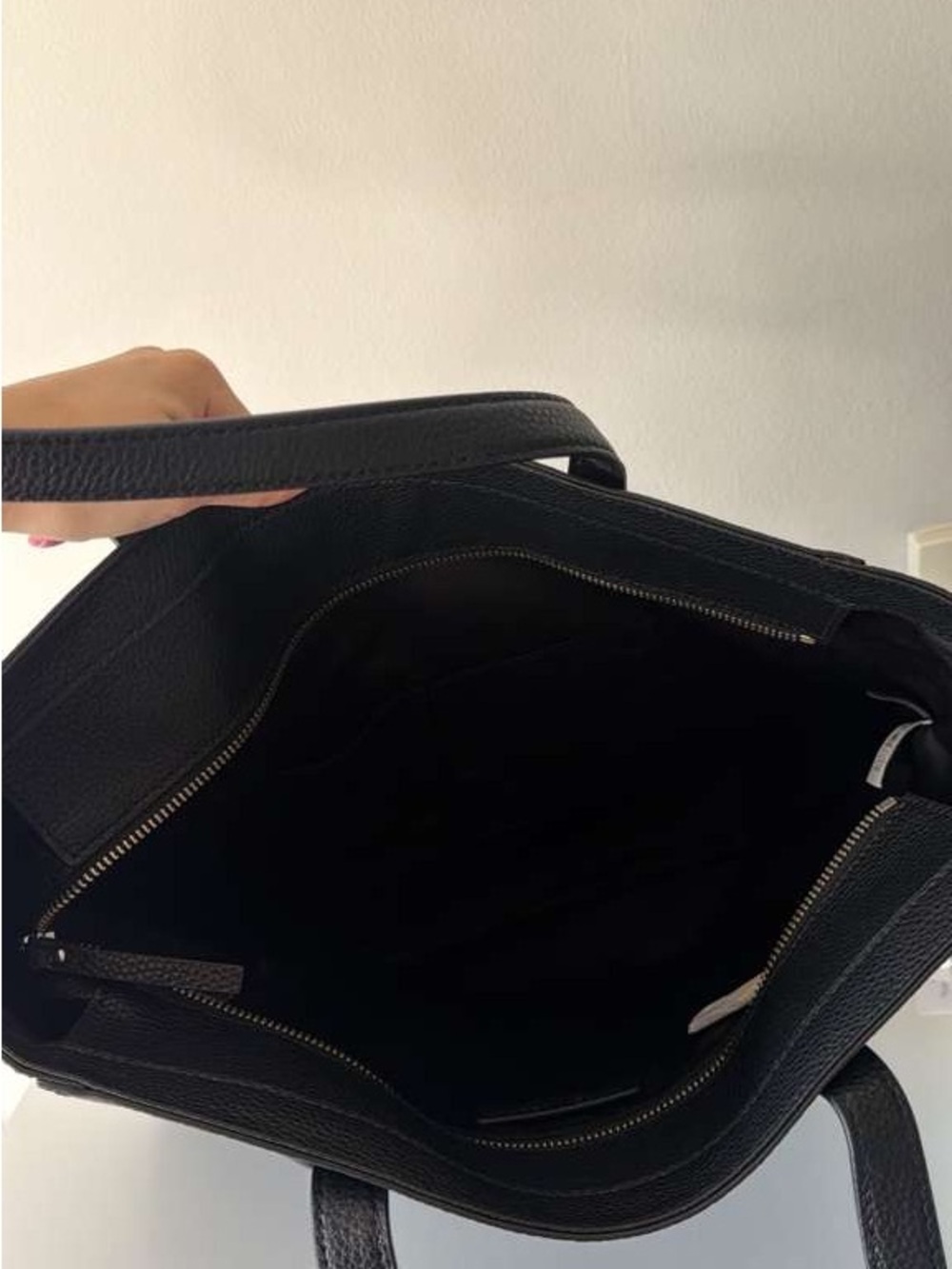 Marc Jacobs Black Pebbled Leather Tote Bag Zip Top Large Shoulder Authentic NWT - Picture 6 of 6